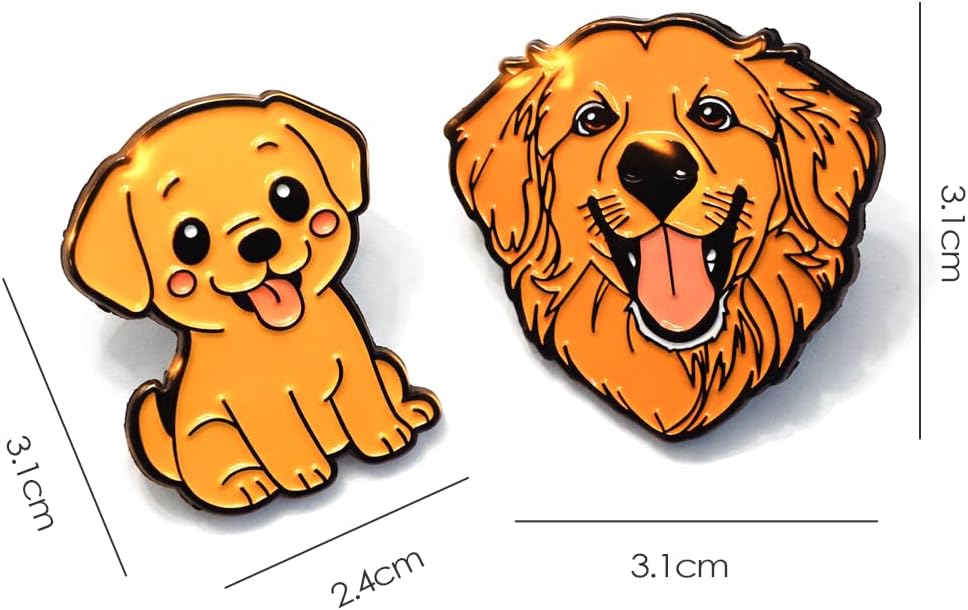 Golden Retriever Enamel Pin Set, 2-Piece