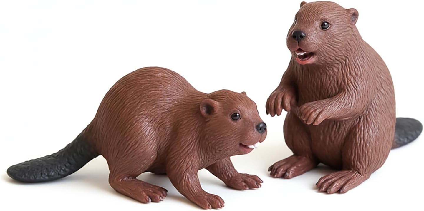 Canadian Beaver Figurines, 2-Piece