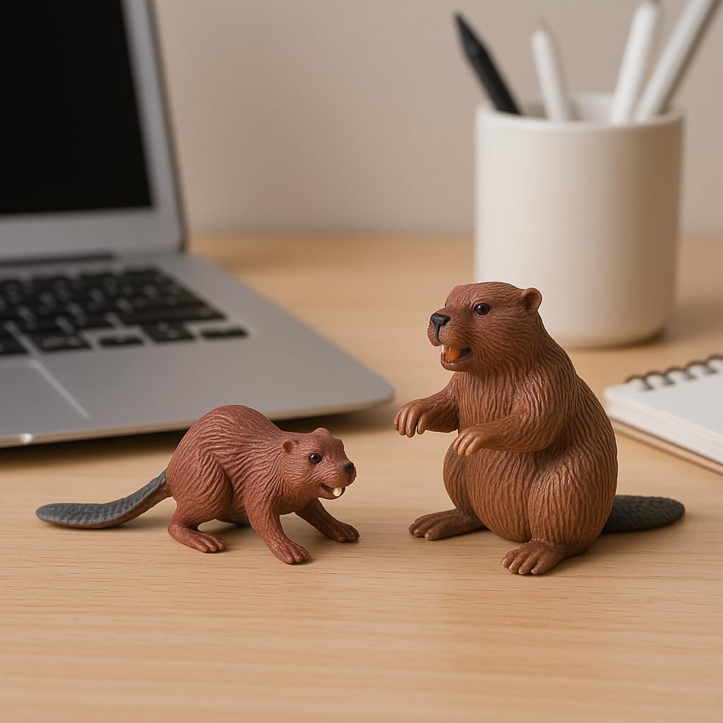 Canadian Beaver Figurines, 2-Piece