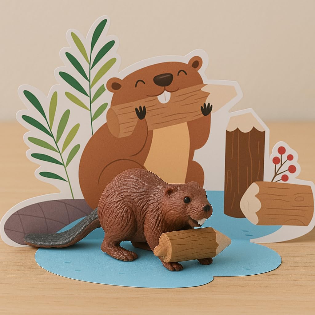 Canadian Beaver Figurines, 2-Piece