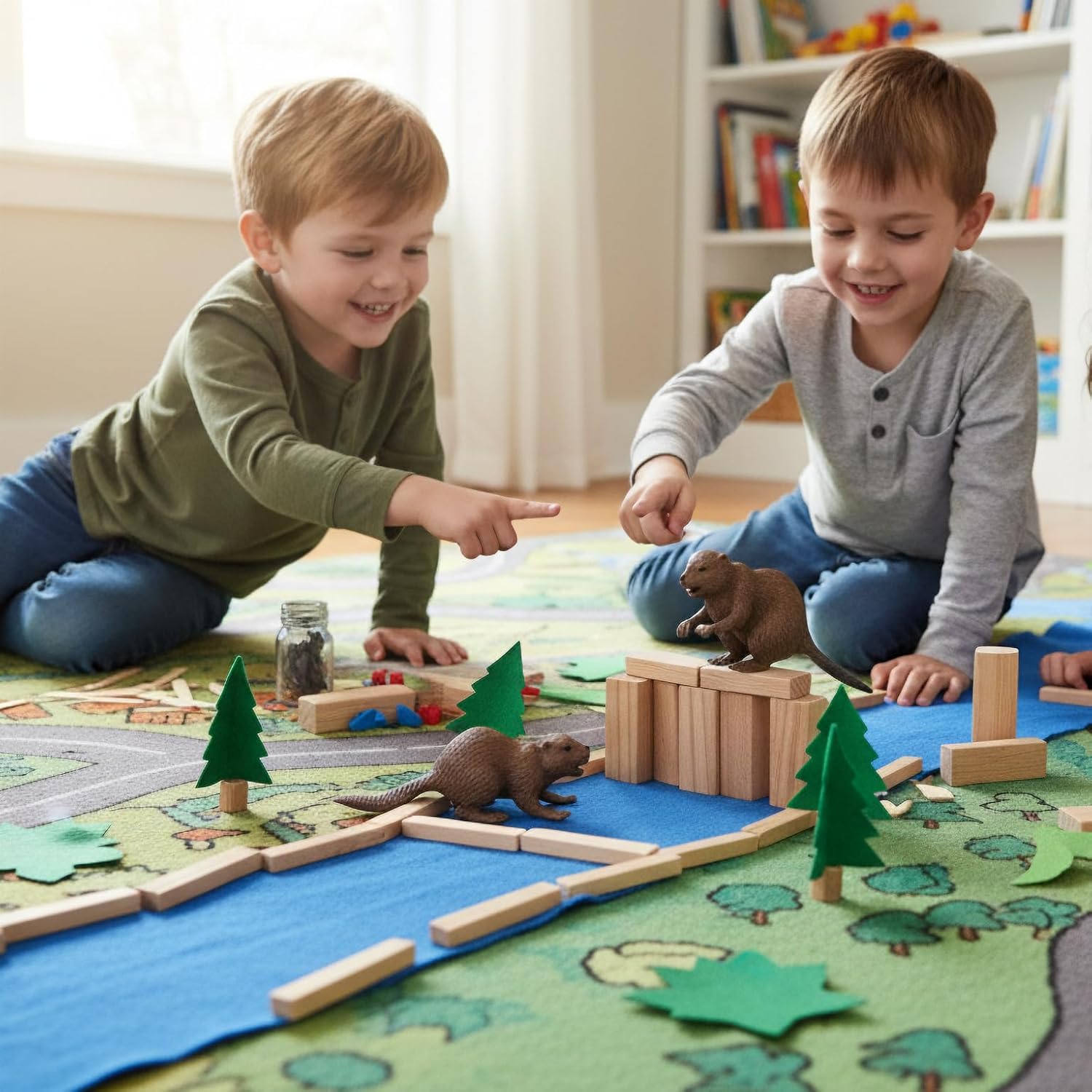 Canadian Beaver Figurines, 2-Piece