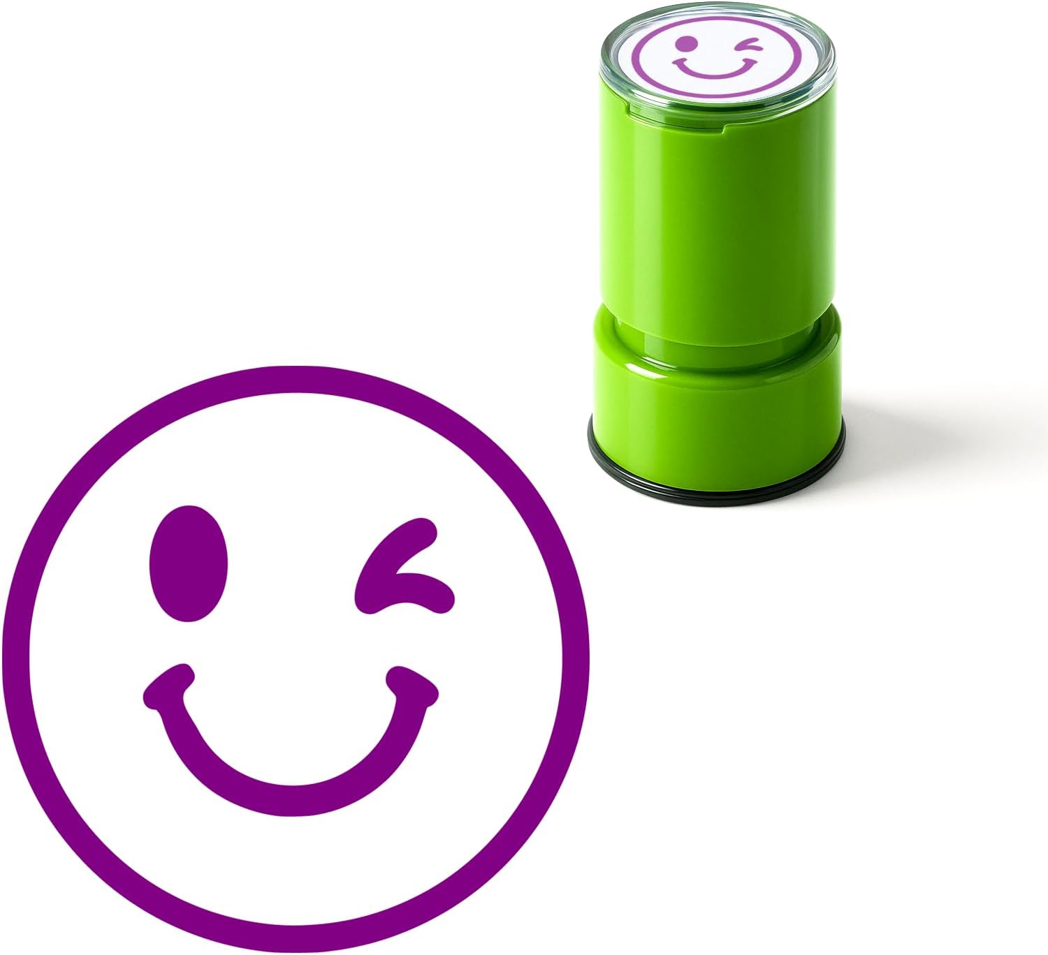 Smile Face Stamp, Pre-Inked 20mm Purple