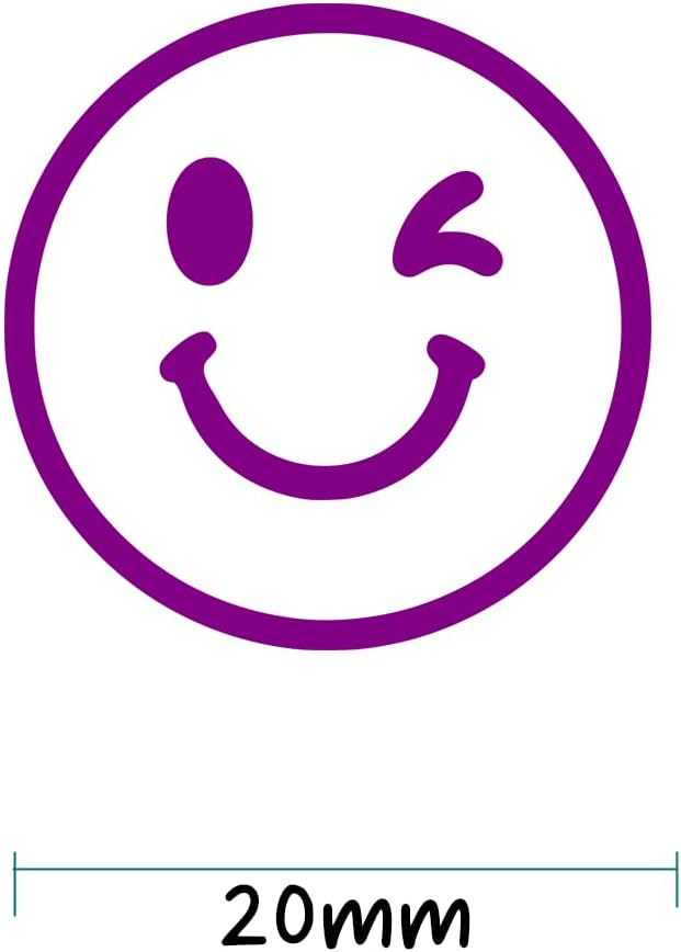 Smile Face Stamp, Pre-Inked 20mm Purple