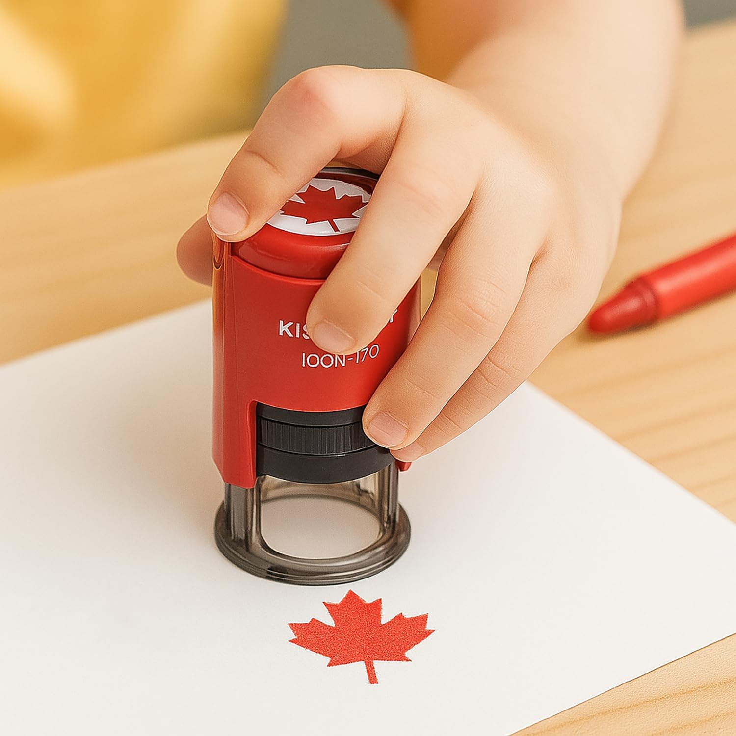 Canada Maple Leaf Stamp, 18mm Red Ink