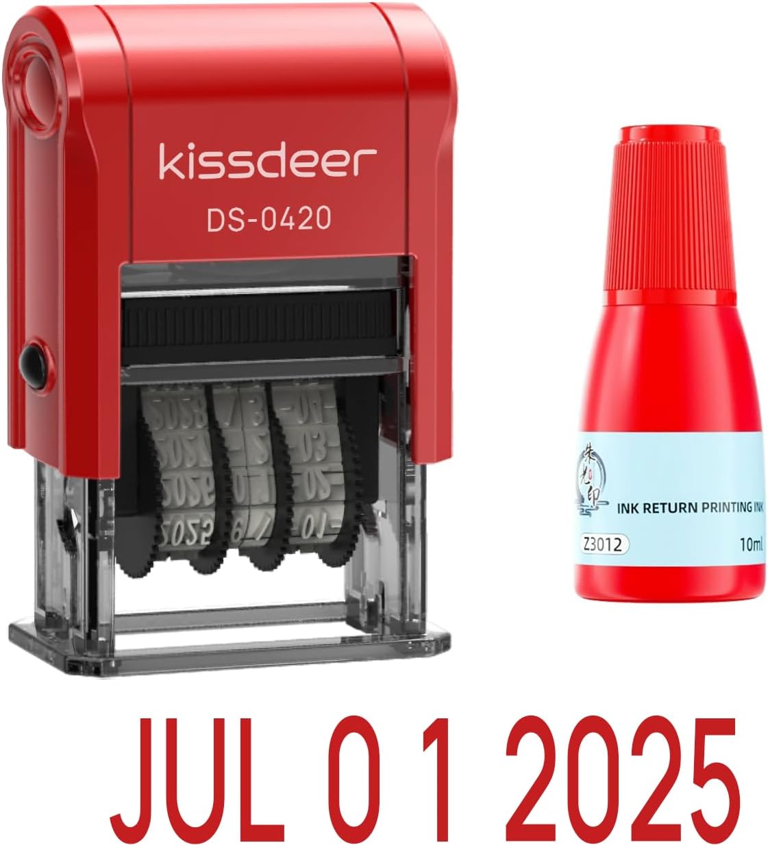 Date Stamp with 10ml Ink, Red