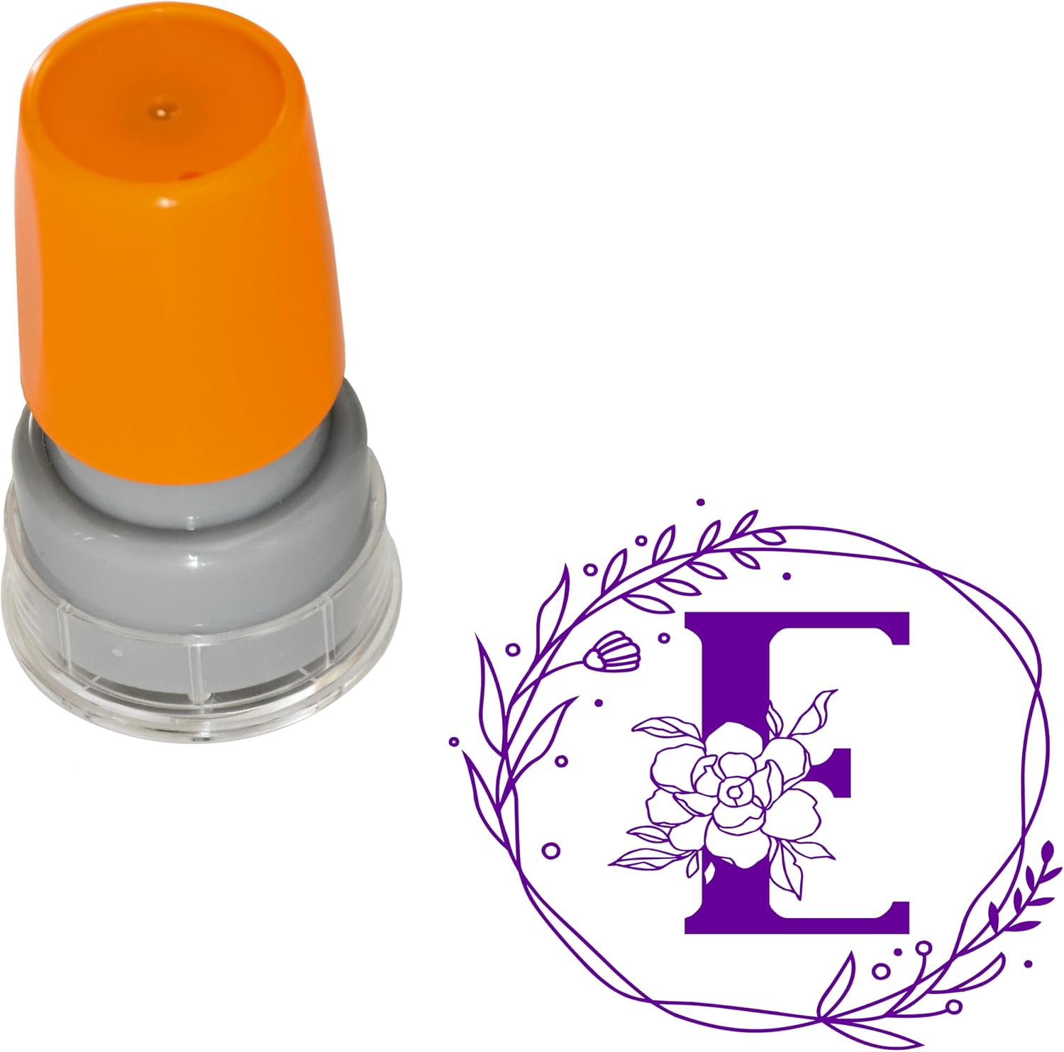 Floral Monogram Stamp, Letter E