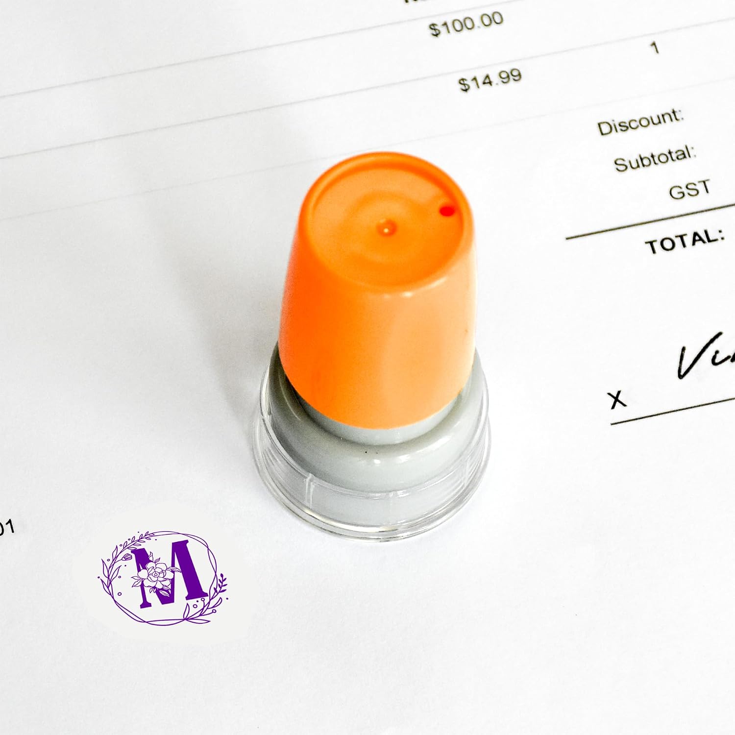 Floral Monogram Stamp, Letter E