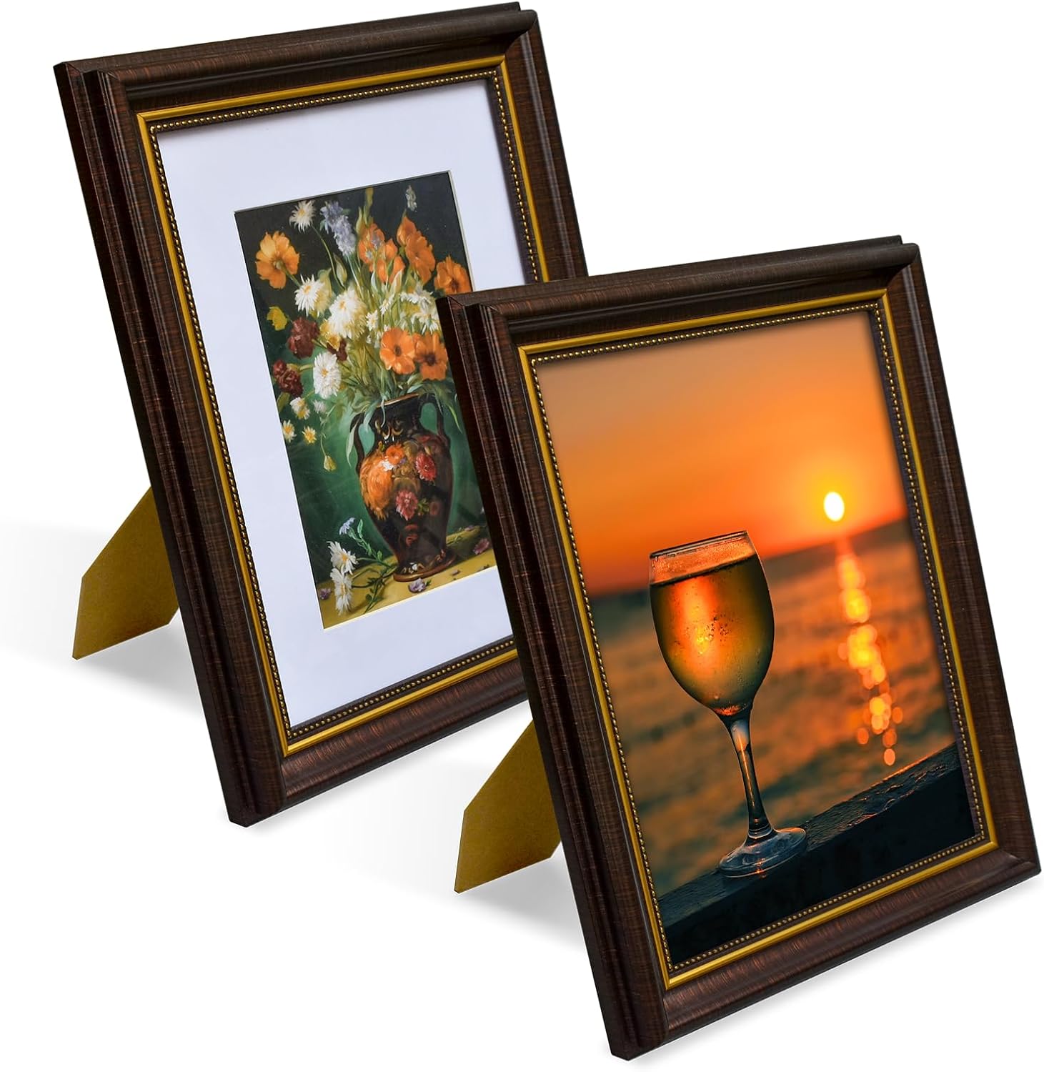 8x10 Picture Frame, Brown & Gold, 2-Pack