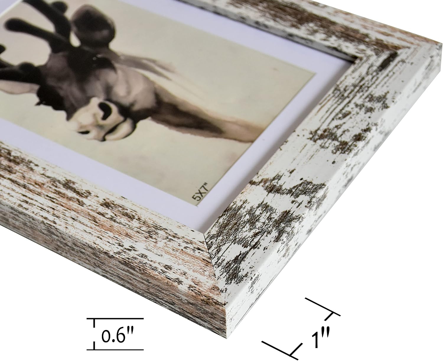 5x7 Picture Frame, White Wood Grain